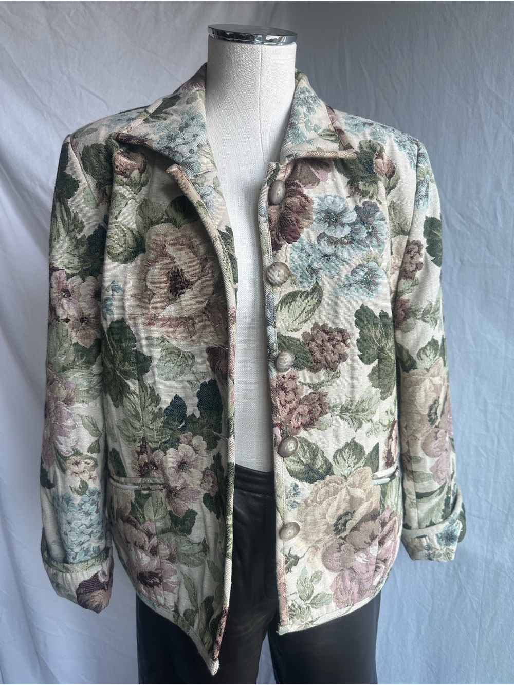 Vintage Napa Valley Tapestry Floral Barn Coat Petite L - Picture 7 of 15